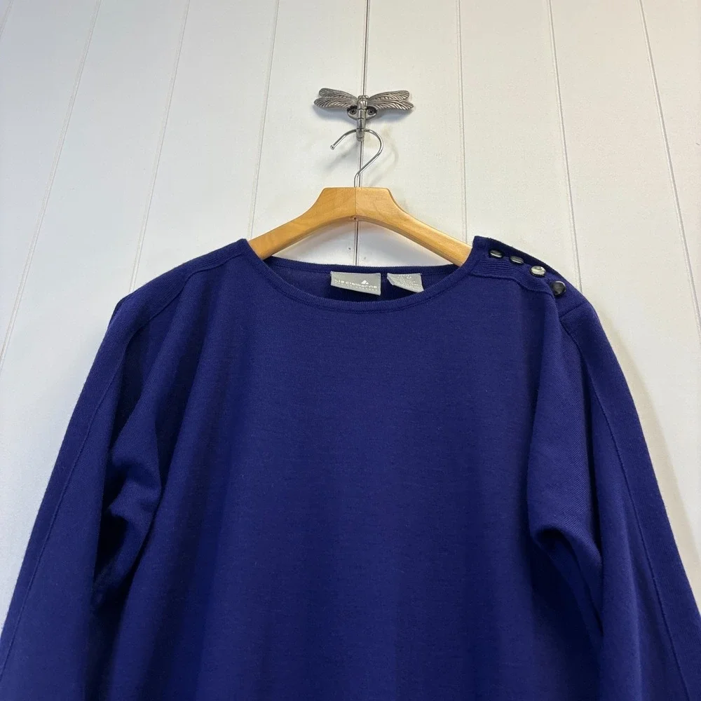 Liz Claiborne Mod Tunic Sweater Dress Womens Medium Petite Quiet Luxury Preppy